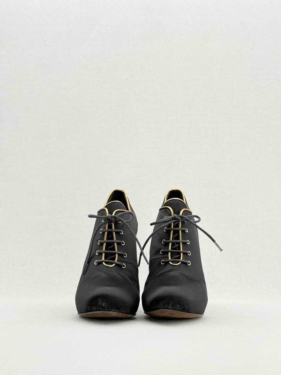 Pre - loved FENDI Vintage Black w/ Gold Size EU 38.5 Ankle Boots at Reems Closet