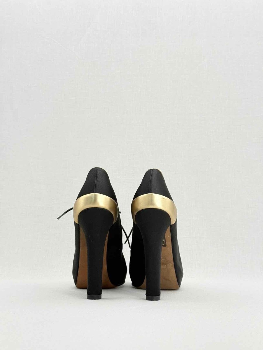 Pre - loved FENDI Vintage Black w/ Gold Size EU 38.5 Ankle Boots at Reems Closet