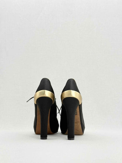 Pre - loved FENDI Vintage Black w/ Gold Size EU 38.5 Ankle Boots at Reems Closet