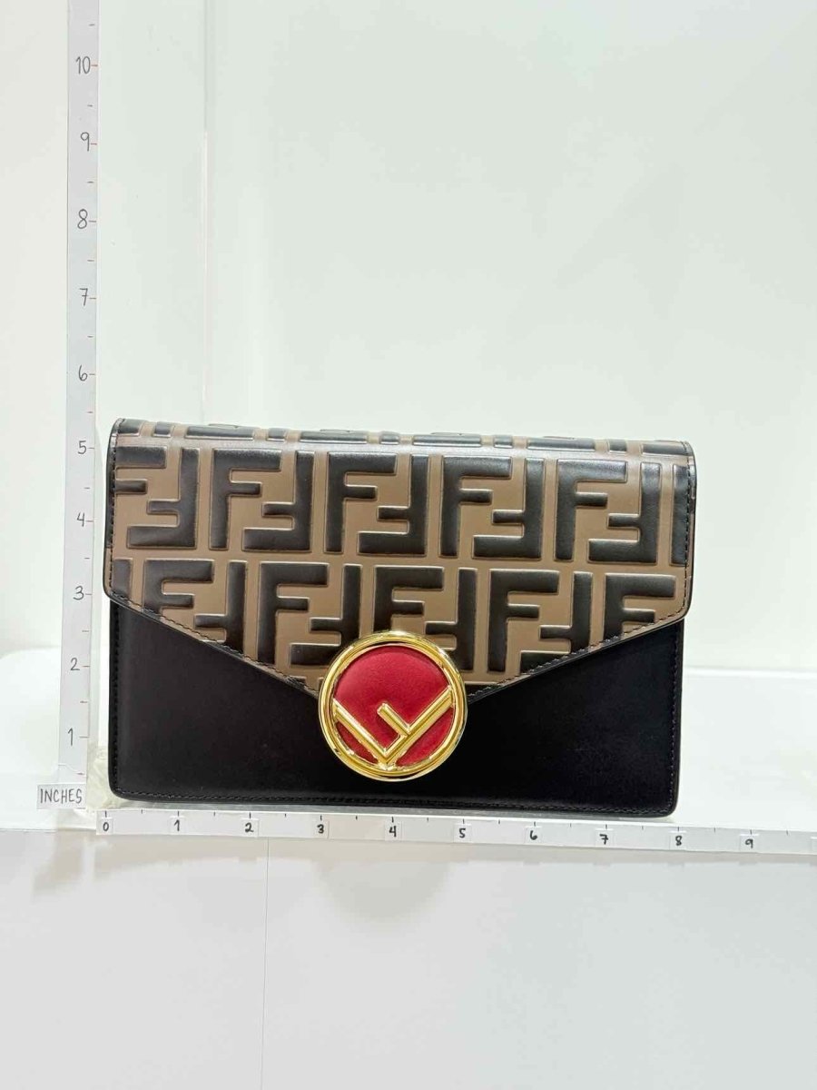 Pre - loved FENDI Wallet on Chain Brown & Black Shoulder Bag at Reems Closet