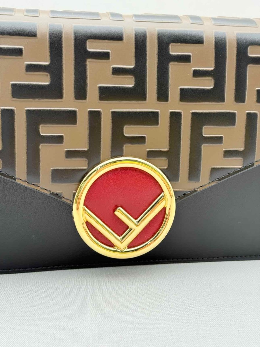 Pre - loved FENDI Wallet on Chain Brown & Black Shoulder Bag at Reems Closet