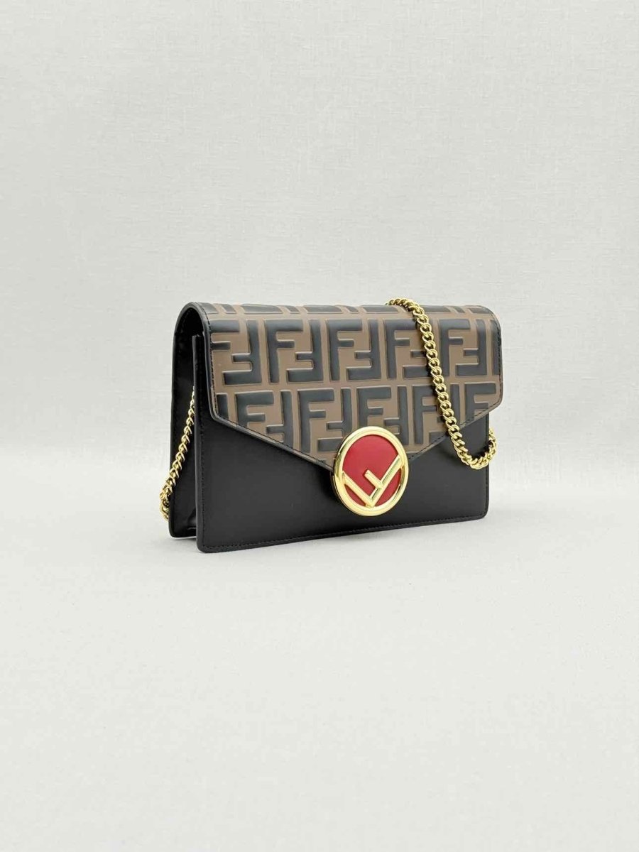 Pre - loved FENDI Wallet on Chain Brown & Black Shoulder Bag at Reems Closet