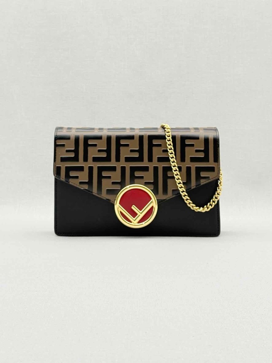 Pre - loved FENDI Wallet on Chain Brown & Black Shoulder Bag at Reems Closet