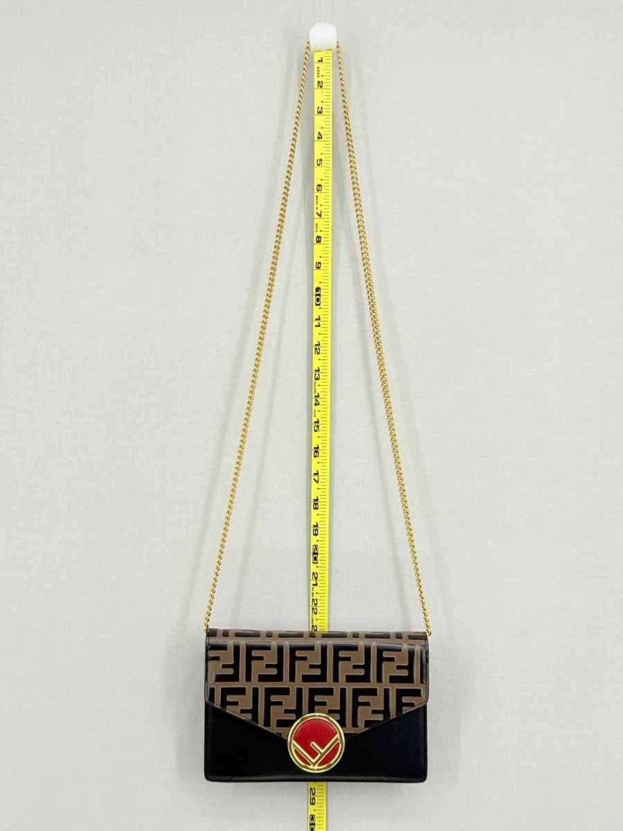 Pre - loved FENDI Wallet on Chain Brown & Black Shoulder Bag at Reems Closet