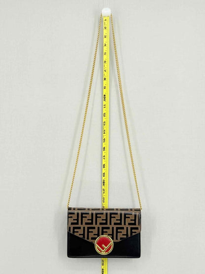 Pre - loved FENDI Wallet on Chain Brown & Black Shoulder Bag at Reems Closet