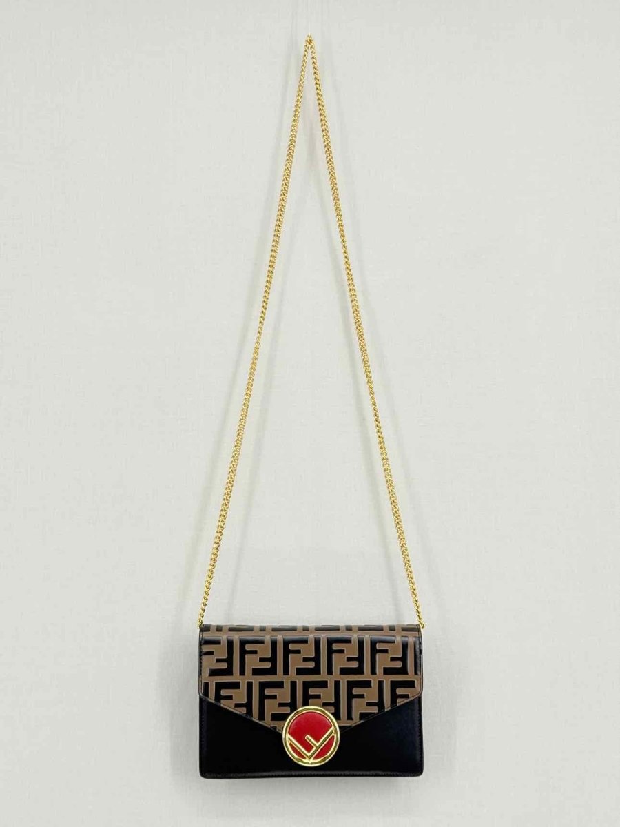 Pre - loved FENDI Wallet on Chain Brown & Black Shoulder Bag at Reems Closet