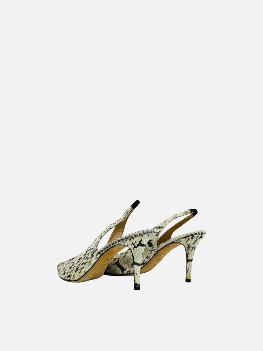 Pre - loved FENDI Watersnake Cream & Brown Slingbacks at Reems Closet