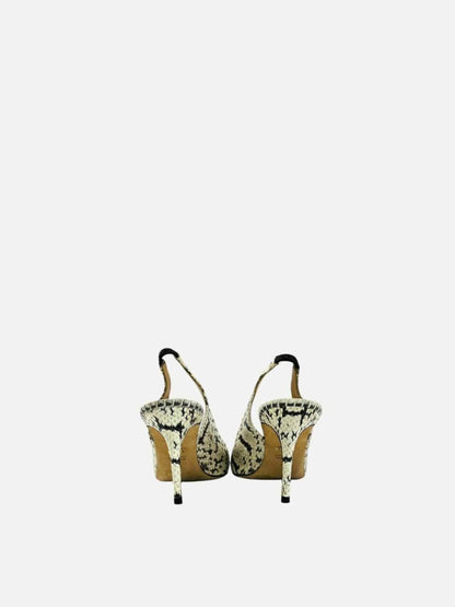 Pre - loved FENDI Watersnake Cream & Brown Slingbacks at Reems Closet