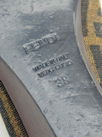 Pre - loved FENDI Wedge Brown FF Zucca Size EU 38 Pumps at Reems Closet