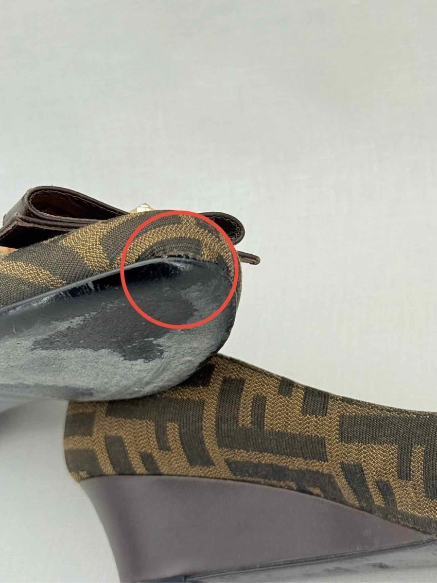 Pre - loved FENDI Wedge Brown FF Zucca Size EU 38 Pumps at Reems Closet