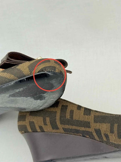 Pre - loved FENDI Wedge Brown FF Zucca Size EU 38 Pumps at Reems Closet
