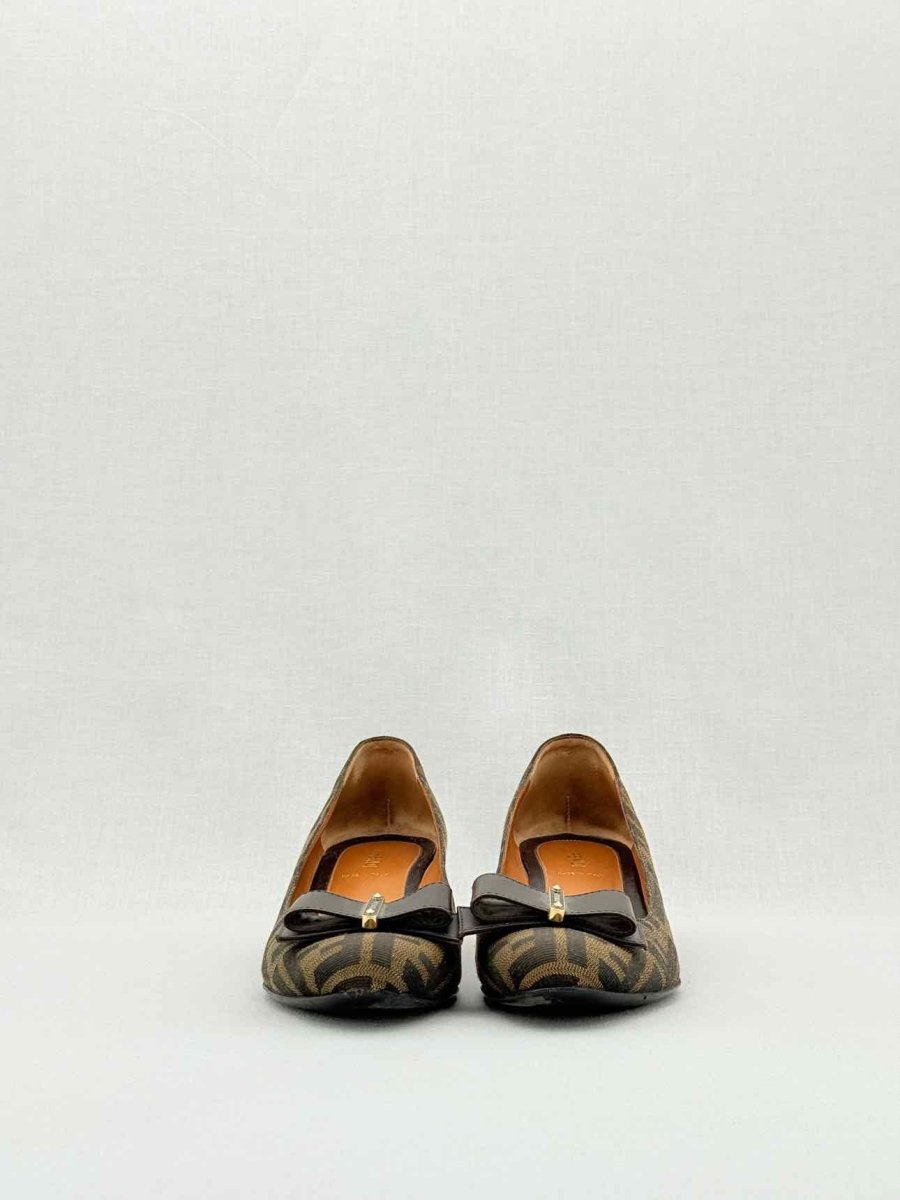 Pre - loved FENDI Wedge Brown FF Zucca Size EU 38 Pumps at Reems Closet