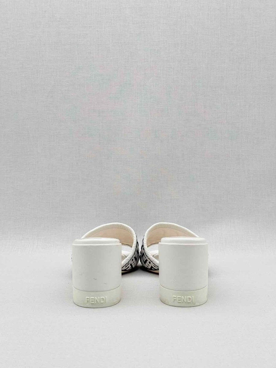 Pre - loved FENDI White FF Jacquard Size EU 36 Heeled Sandals at Reems Closet