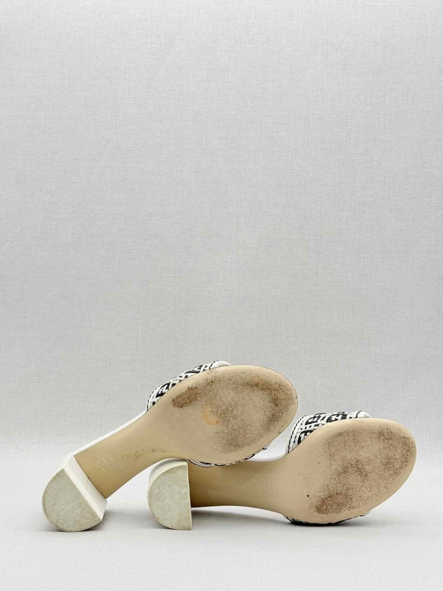 Pre - loved FENDI White FF Jacquard Size EU 36 Heeled Sandals at Reems Closet
