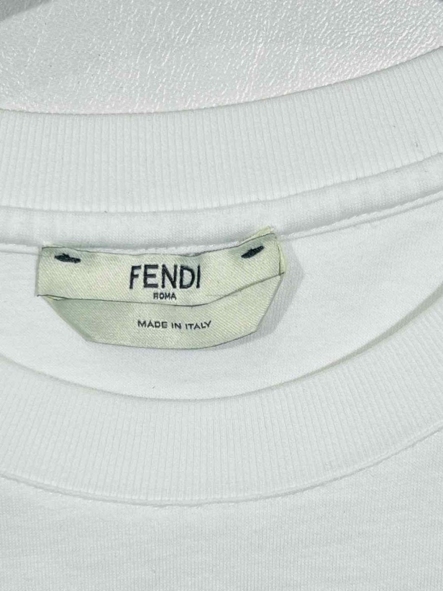 Pre - loved FENDI White Logo Size Medium T-shirt at Reems Closet