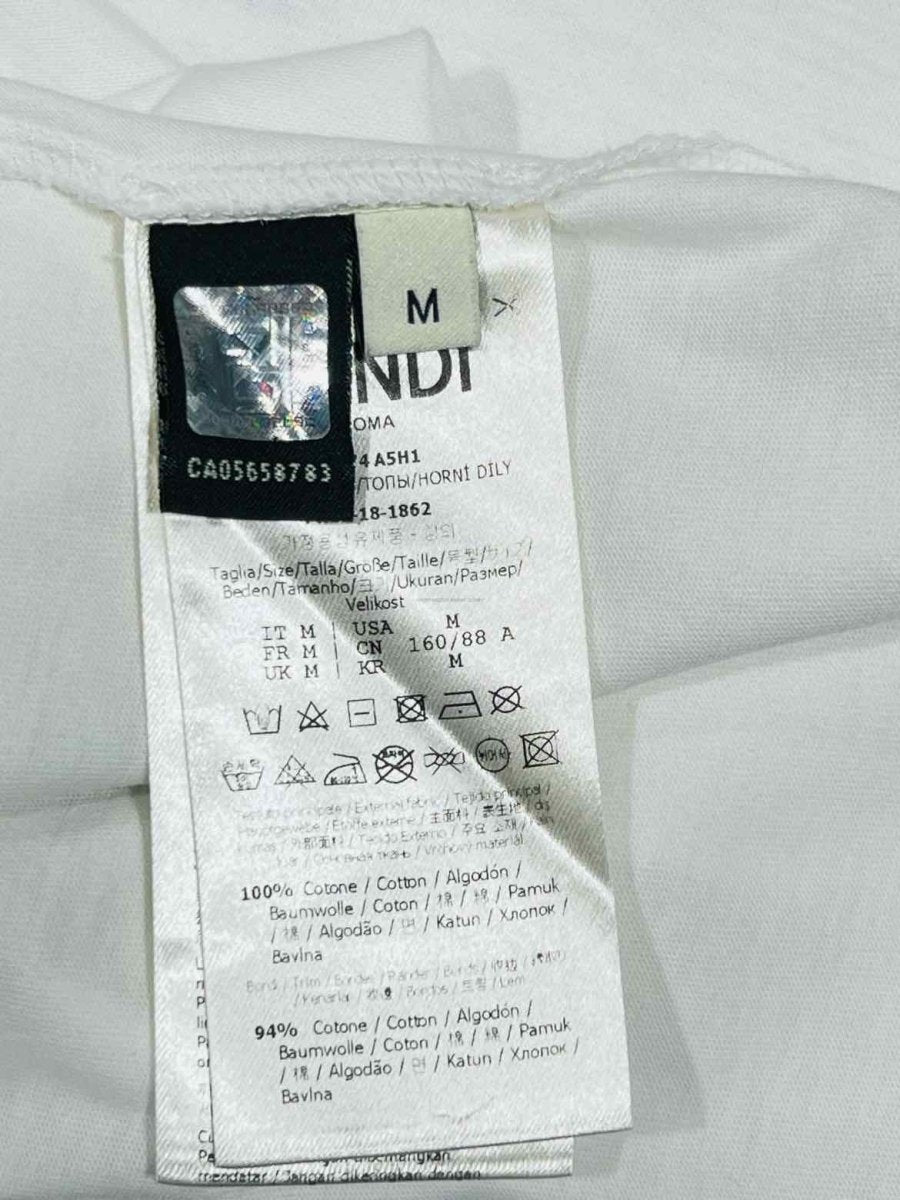 Pre - loved FENDI White Logo Size Medium T-shirt at Reems Closet
