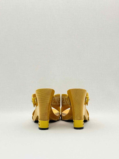 Pre-loved FENDI Yellow FF Zucca Size EU 39.5 Wedges at Reems Closet