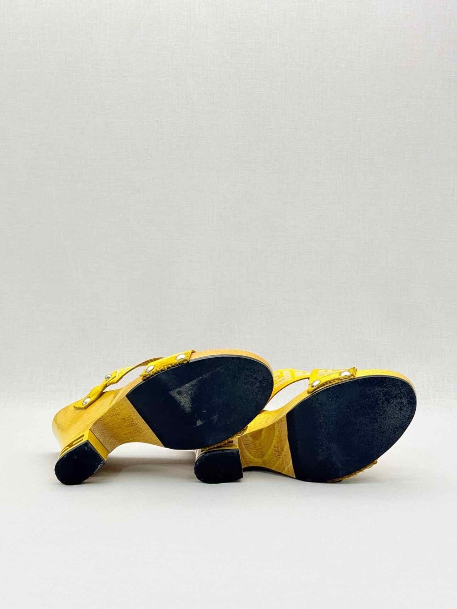 Pre-loved FENDI Yellow FF Zucca Size EU 39.5 Wedges at Reems Closet