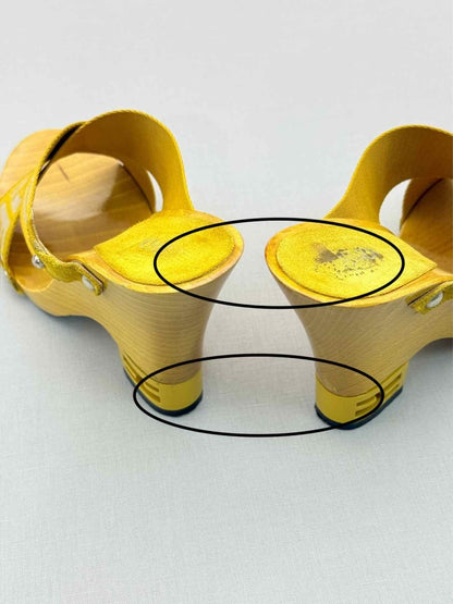 Pre-loved FENDI Yellow FF Zucca Size EU 39.5 Wedges at Reems Closet