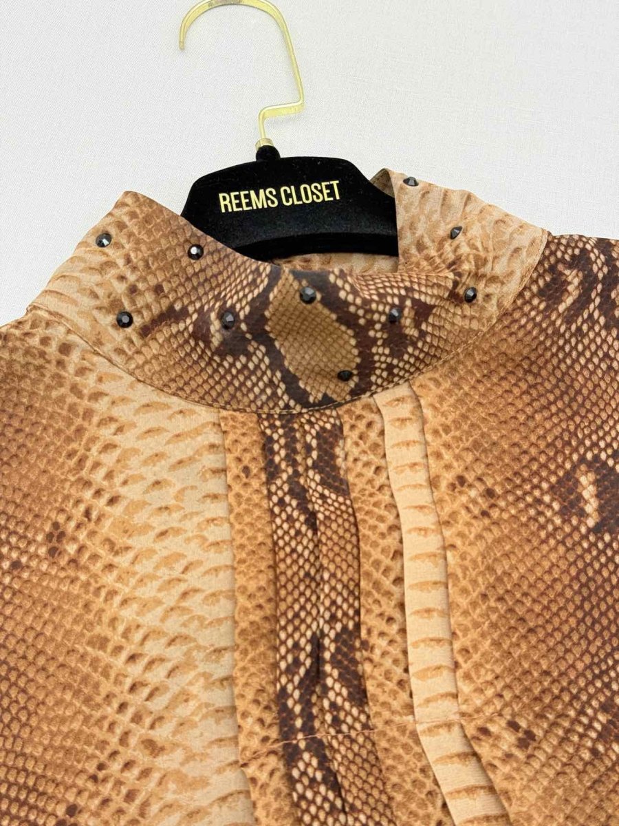 Pre-loved FOLIES BLU GIRLS Brown Multicolor Size US 10 Blouse at Reems Closet
