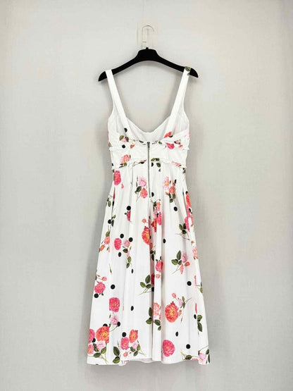Pre-loved FOR LOVE & LEMONS White & Pink Size Small Midi Dress at Reems Closet
