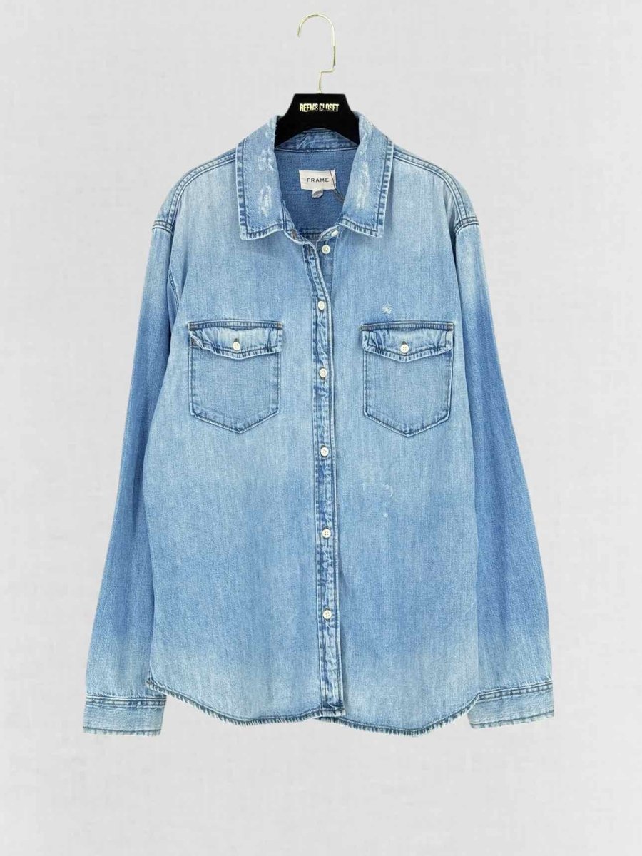 Pre - loved FRAME Bleu Jean Size Large Shirt at Reems Closet