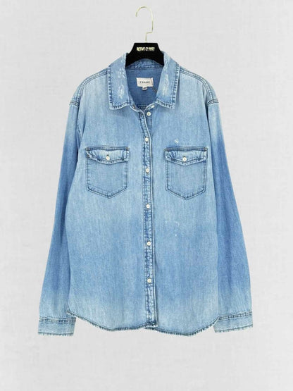 Pre - loved FRAME Bleu Jean Size Large Shirt at Reems Closet