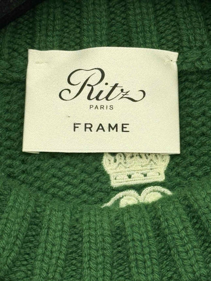 Pre-loved FRAME Green Embroidered Logo Size Small Sweater at Reems Closet