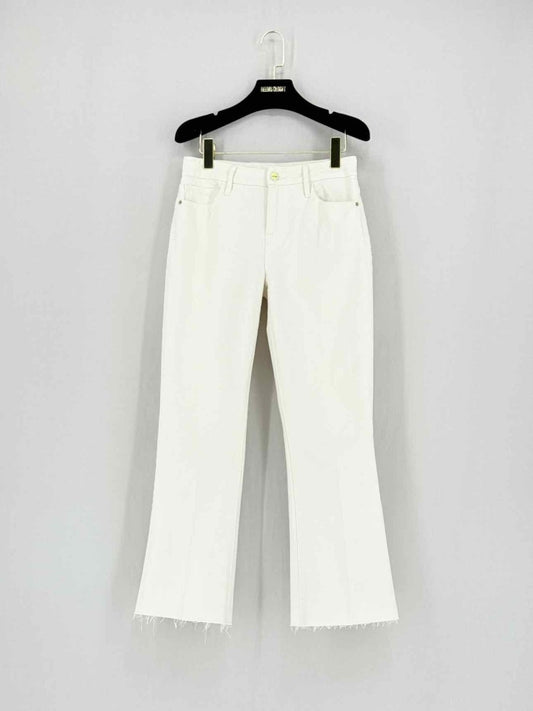 Pre - loved FRAME Le Crop Mini Boot White Size 26 Jeans at Reems Closet