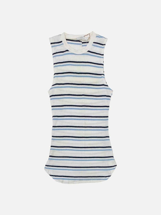Pre - loved FRAME White w/ Blue Striped Size Small Tank Top at Reems Closet