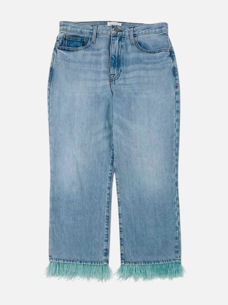 Pre - loved FRAME Wide Leg Faded Blue Jeans at Reems Closet