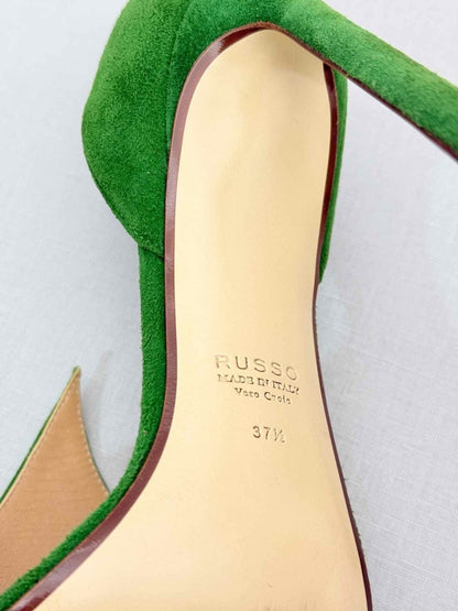Pre - loved FRANCESCO RUSSO Flame Green Size EU 37.5 Heeled Sandals at Reems Closet