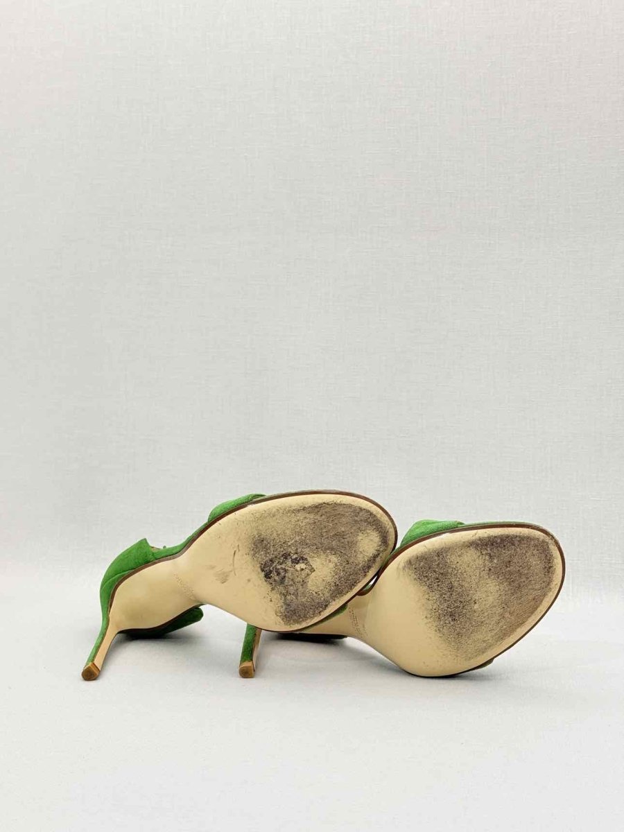 Pre - loved FRANCESCO RUSSO Flame Green Size EU 37.5 Heeled Sandals at Reems Closet