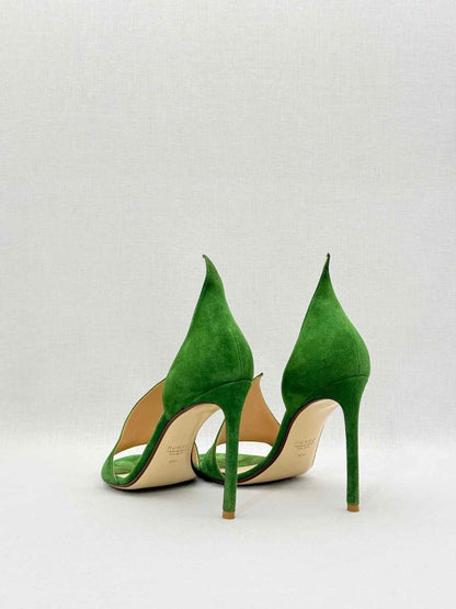 Pre - loved FRANCESCO RUSSO Flame Green Size EU 37.5 Heeled Sandals at Reems Closet