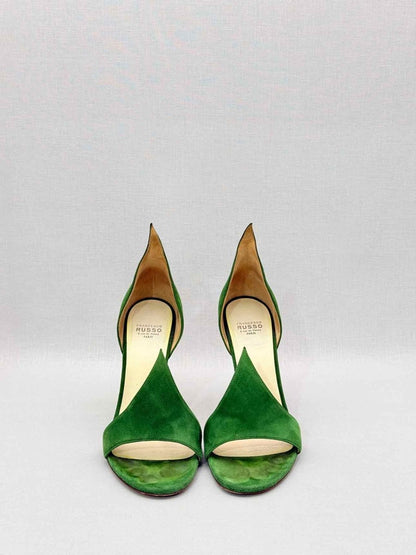Pre - loved FRANCESCO RUSSO Flame Green Size EU 37.5 Heeled Sandals at Reems Closet