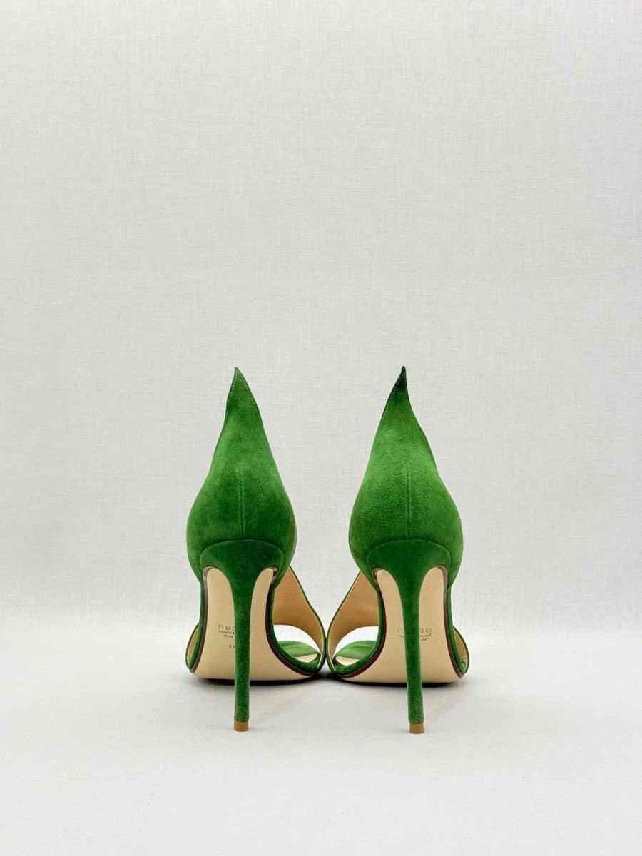 Pre - loved FRANCESCO RUSSO Flame Green Size EU 37.5 Heeled Sandals at Reems Closet