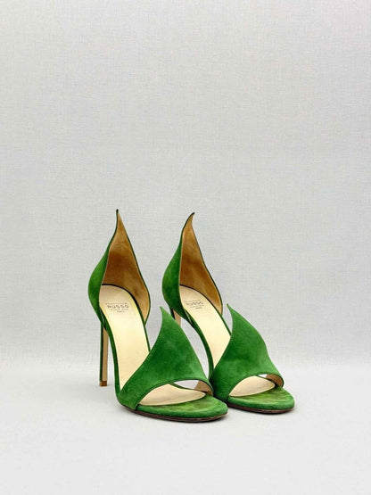 Pre - loved FRANCESCO RUSSO Flame Green Size EU 37.5 Heeled Sandals at Reems Closet