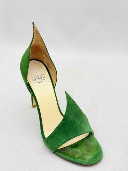 Pre - loved FRANCESCO RUSSO Flame Green Size EU 37.5 Heeled Sandals at Reems Closet