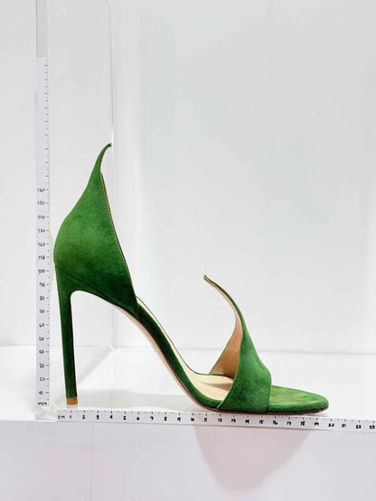 Pre - loved FRANCESCO RUSSO Flame Green Size EU 37.5 Heeled Sandals at Reems Closet