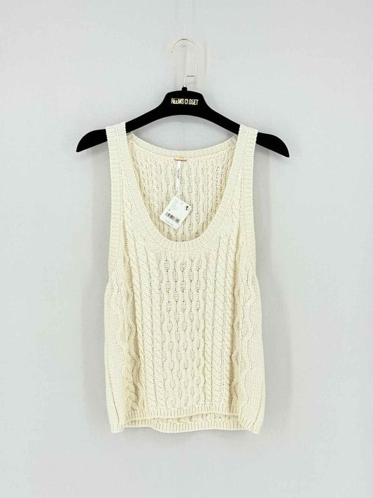 Pre - loved FREE PEOPLE Cable Knit Cream Size Medium Tank Top at Reems Closet