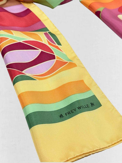 Pre - loved FREY WILLIE Pink Multicolor Printed Scarf at Reems Closet