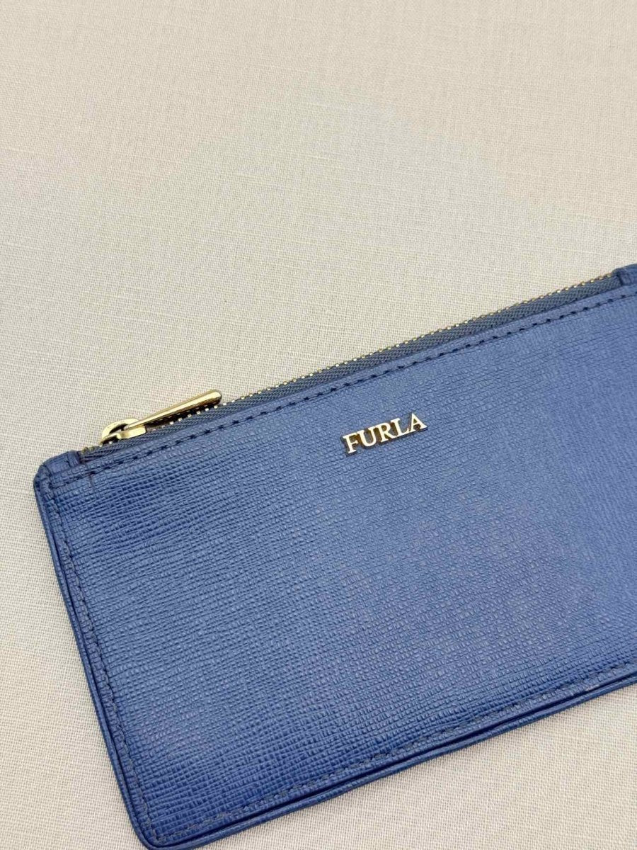Pre - loved FURLA Blue Card Holder at Reems Closet