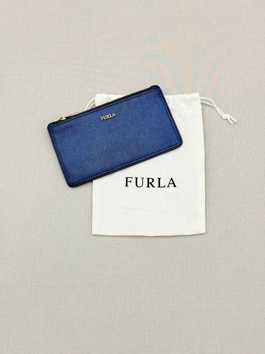 Pre - loved FURLA Blue Card Holder at Reems Closet