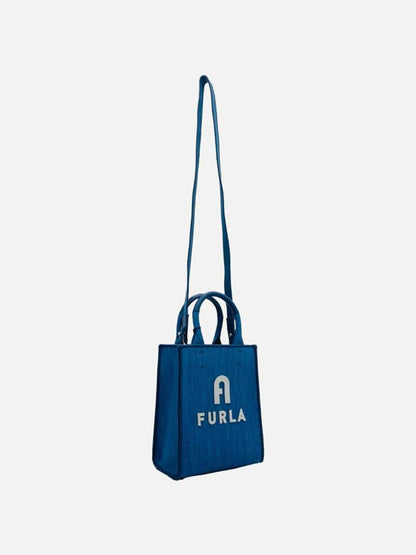 Pre - loved FURLA Opportunity Blue Tote Bag at Reems Closet