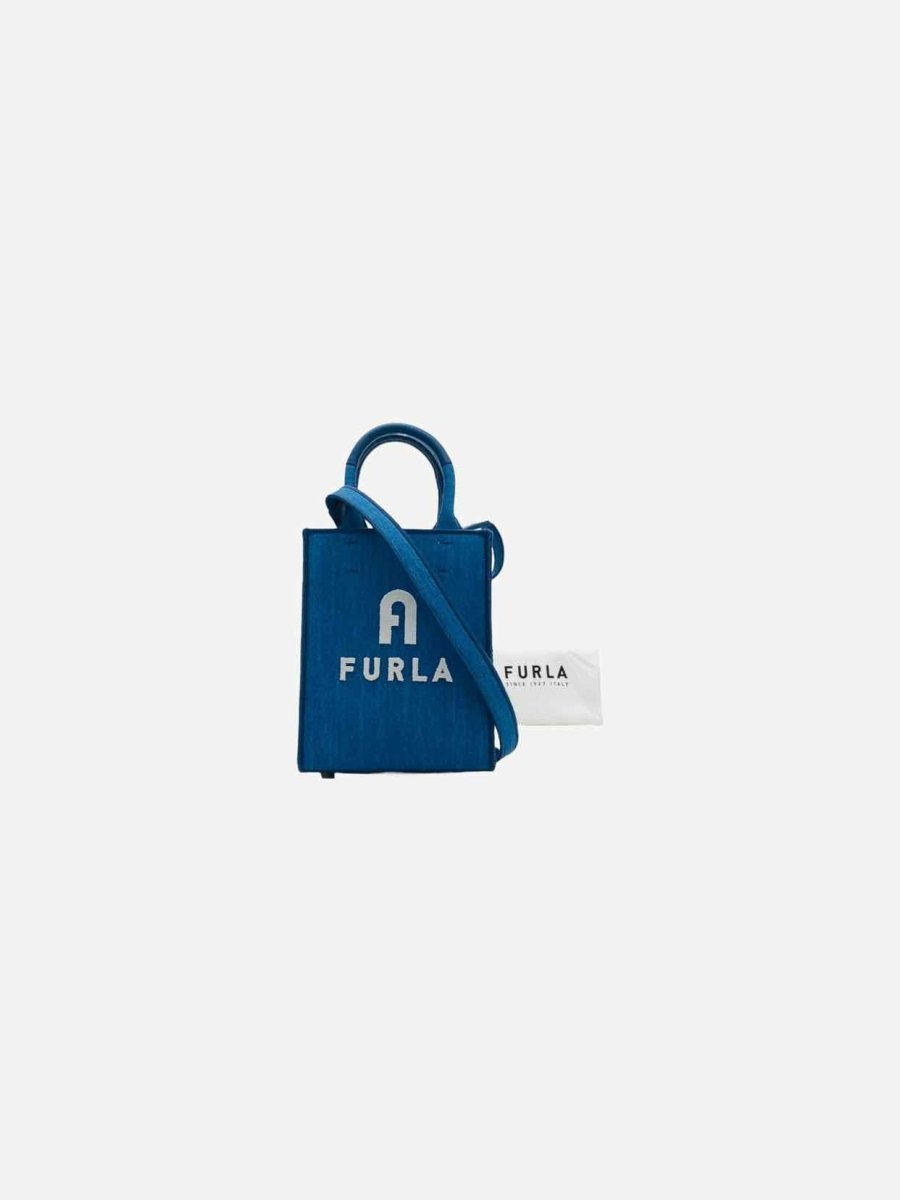 Pre - loved FURLA Opportunity Blue Tote Bag at Reems Closet