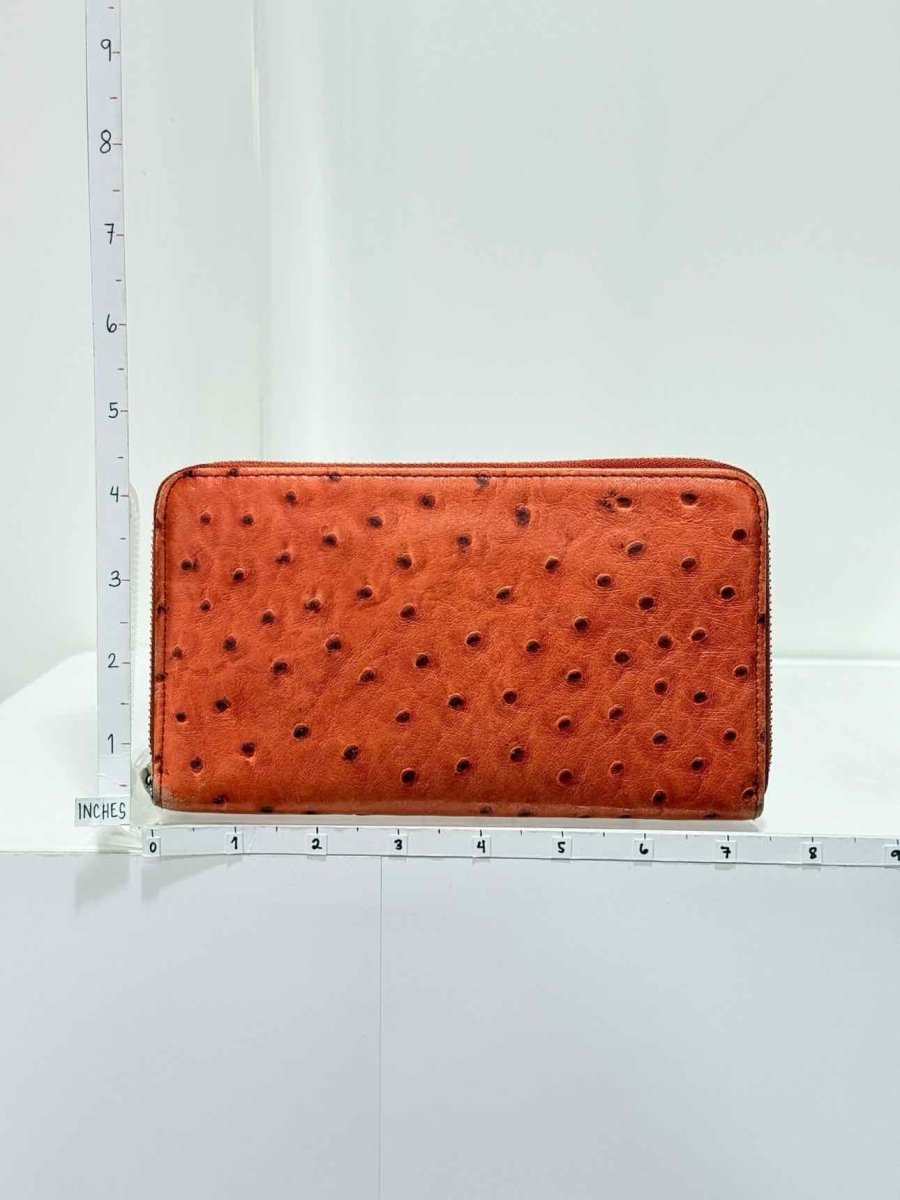 Pre - loved FURLA Orange Ostrich Continental Wallet at Reems Closet