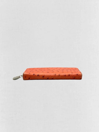 Pre - loved FURLA Orange Ostrich Continental Wallet at Reems Closet