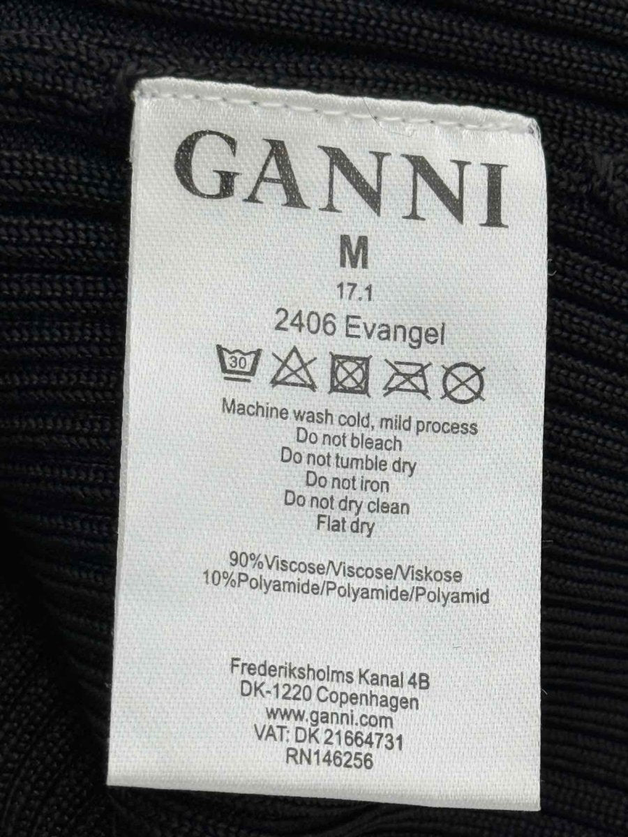 Pre - loved GANNI Black Ribbed Size Medium Top at Reems Closet