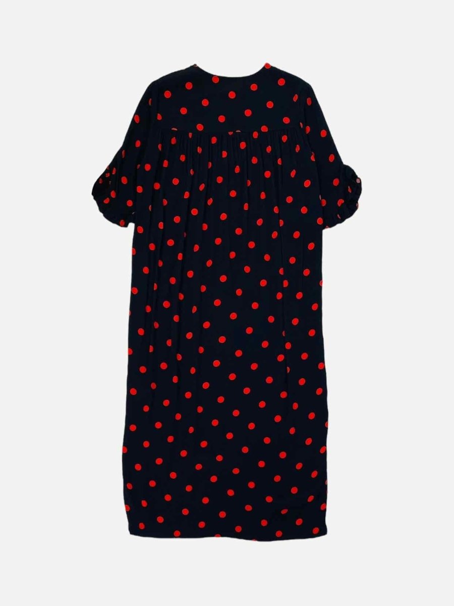 Pre - loved GANNI Black w/ Red Polka Dot Midi Dress US6 at Reems Closet