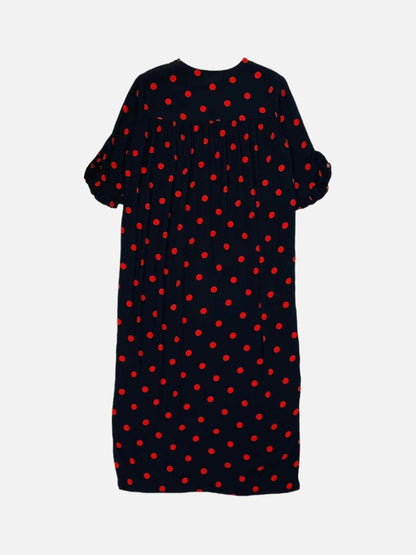 Pre - loved GANNI Black w/ Red Polka Dot Midi Dress US6 at Reems Closet